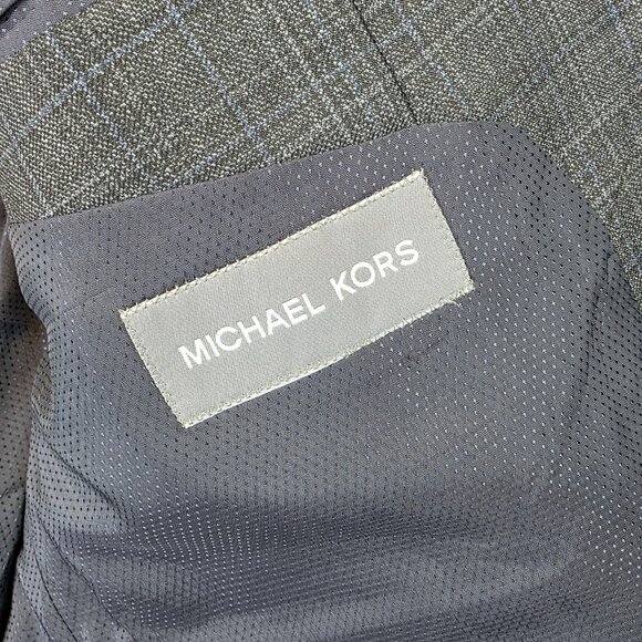 Michael Kors Blazer Mens 44S Gray Check Two Button Sport Coat Suit Jacket - Picture 4 of 12